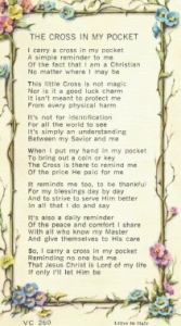 VERSE CARD – THE CROSS IN MY POCKET - Di Marco International
